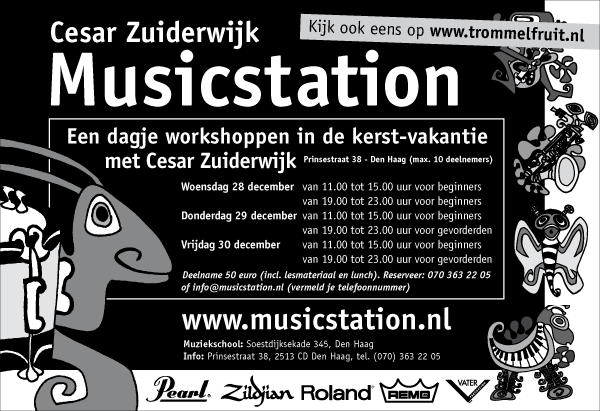 3 drum workshops by Cesar Zuiderwijk December 2011 at Music Station